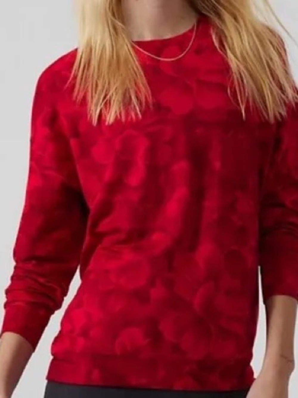 Athleta Balance Chakra Red Floral Crewneck Pullover Sweatshirt